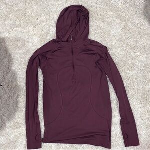 lululemon athletica Women's Maroon Half-Zip Hooded Pullover